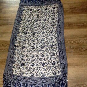 Scarf/Sarong, Tasseled, Blue Floral, Versatile, Beachy, 32x68" great cover-up